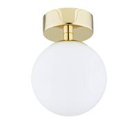 Netlighting Flavio Globe Ceiling Light Brass Steel Glass Opal Matt IP44 in Gold Netlighting Gold