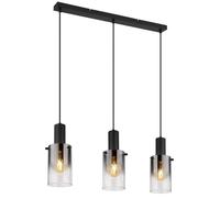 Netlighting Florentina Bar Pendant Matt Black Smoke Glass Shade 3x E27 Netlighting Black