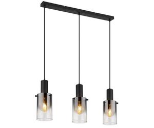 Netlighting Florentina Bar Pendant Matt Black Smoke Glass Shade 3x E27 Netlighting Black