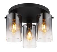 Netlighting Florentina Shade Cluster Ceiling Light Black Smoke Glass Shade 3x E27 Netlighting Black