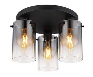 Netlighting Florentina Shade Cluster Ceiling Light Black Smoke Glass Shade 3x E27 Netlighting Black