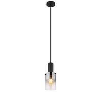 Netlighting Florentina Slim Pendant Matt Black Smoke Glass Shade 1x E27 Netlighting Black