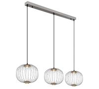 Netlighting Galway Bar Pendant Ceiling Light Nickel Matt 3x LED 3000K in Grey Netlighting Grey