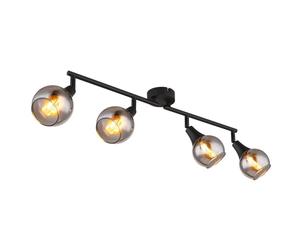 Netlighting Glyptar Ceiling Spotlight Bar Matt Black Smoke Glass Shade 4x E14 Netlighting Black