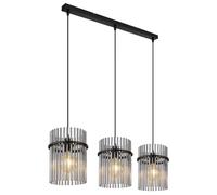 Netlighting Gorley Bar Pendant Ceiling Light Matt Black Smoke Glass Shade 3x E27 Netlighting Black