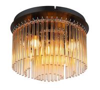 Luminosa Lighting Luminosa Gorley Ceiling Light Matt Black Amber Glass Shade 5X E14