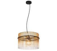 Netlighting Gorley Pendant Ceiling Light Matt Black Amber Glass Shade 1x E27 Netlighting Black
