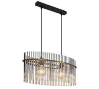 Netlighting Gorley Pendant Ceiling Light Matt Black Smoke Glass Shade 2x E27 Netlighting Black