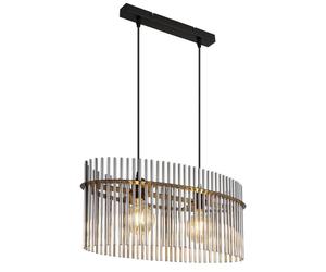 Netlighting Gorley Pendant Ceiling Light Matt Black Smoke Glass Shade 2x E27 Netlighting Black