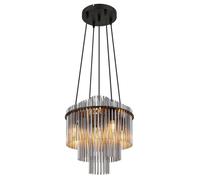 Netlighting Gorley Pendant Ceiling Light Matt Black Smoke Glass Shade 5x E14 Netlighting Black