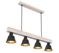 Netlighting Günther Bar Pendant Ceiling Light Natural Color 4x E27 in Black Netlighting Black