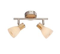Netlighting Gylfi Twin Ceiling Spotlight Nickel Matt Opal Glass Shade 2x E14 in Grey Netlighting Grey