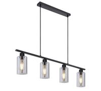 Netlighting Hadera Bar Pendant Ceiling Light Matt Black Smoke Glass Shade 4x E27 Netlighting Black