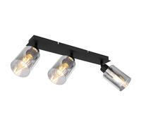 Netlighting Hadera Ceiling Spotlight Bar Matt Black Smoke Glass Shade 3x E27 Netlighting Black