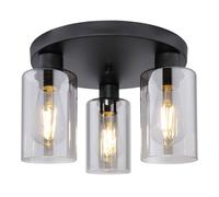 Netlighting Hadera Shade Cluster Ceiling Light Matt Black Smoke Glass Shade 3x E27 Netlighting Black