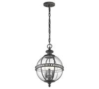 Netlighting Halleron 3 Light Outdoor Globe Ceiling Pendant Light Grey IP44 E14 Netlighting Grey