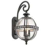 Luminosa Lighting Elstead Halleron 3 Light Outdoor Globe Wall Lantern Light Grey Ip44, E14