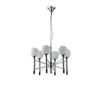 Netlighting Hammond 6 Light Mutli Arm Globe Ceiling Pendant Chrome Opal White E14 in Grey Netlighting Grey