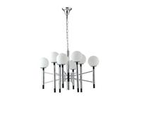 Netlighting Hammond 8 Light Mutli Arm Globe Ceiling Pendant Chrome Opal White E14 in Silver Netlighting Silver