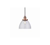 Netlighting Hansen 1 Light Pendant Glass Aged Copper Plate E27 in Clear Netlighting Clear