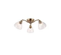 Netlighting Hansen Multi Arm Glass Semi Flush Ceiling Lamp Antique Brass Plate Glass in Gold Netlighting Gold