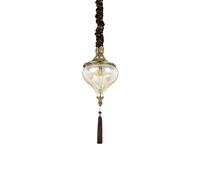 Netlighting Harem 1 Light Ceiling Pendant Antique Brass Amber Glass E27 in Yellow Netlighting Yellow