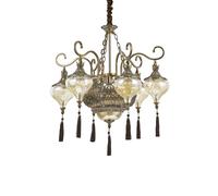 Netlighting Harem 9 Light Multi Arm Chandelier Amber Antique Brass Finish E27 in Yellow Netlighting Yellow