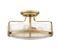 Netlighting Harper 3 Light Bowl Semi Flush Ceiling Light Heritage Brass in Yellow Netlighting Yellow