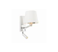 Netlighting Harvey Flexi Wall Lamp With Led Reading Light Bright Nickel Plate Vintage White Fabric Netlighting White
