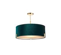 Netlighting Hayfield Multi Arm Pendant Light Matt Antique Brass Plate Green Velvet in Gold Netlighting Gold