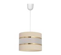 Netlighting Helen Cylindrical Pendant Ceiling Light Ecru Gold White 20cm in Beige Netlighting Beige