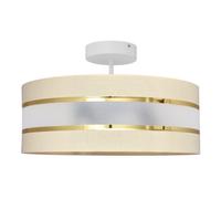 Netlighting Helen Cylindrical Pendant Ceiling Light Ecru Gold White 40cm in Beige Netlighting Beige