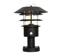 Netlighting Helsingor 1 Light PIR Pedestal Lantern Black IP44 Netlighting Black