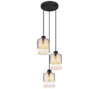 Netlighting Hendry Cluster Pendant Matt Black Smoke Glass Shade 3x E27 Netlighting Black