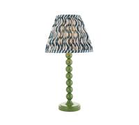 Luminosa Lighting Luminosa Higgledy Gloss Cotswold Green Paint Table Lamp With Marlin Blue Fabric Ripple Shade 25Cm E14
