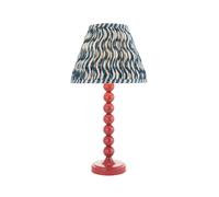 Luminosa Lighting Luminosa Higgledy Gloss Pink Clay Paint Table Lamp With Marlin Blue Fabric Ripple Shade 25Cm E14