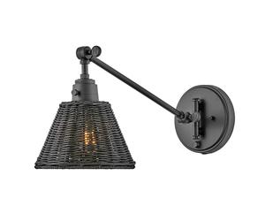 Netlighting Hinkley Arti Dome Wall Lamp Black Black Rattan Shade 1x E27 Netlighting Black