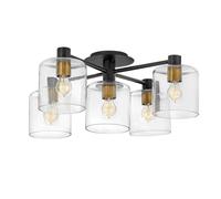 Netlighting Hinkley Axel Multi Arm Semi Flush Ceiling Lamp Black with Heritage Brass Netlighting Black