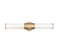 Quintiesse Facet LED Twin Wall Light In Heritage Brass Finish with Opal Etched Glass