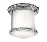 Luminosa Lighting Elstead Hinkley Hadrian 1 Light Flush Mount Chrome With Opal Glass Ip44