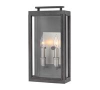 Netlighting Hinkley Sutcliffe Outdoor 2 Light Wall Lantern Aged Zinc IP44 in Grey Netlighting Grey