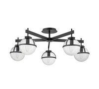 Netlighting Hollis 5 Light Multi Arm Semi Flush Ceiling Lamp Black IP44 Netlighting Black