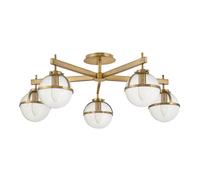 Netlighting Hollis 5 Light Multi Arm Semi Flush Ceiling Lamp Heritage Brass IP44 in Gold Netlighting Gold