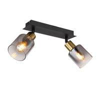 Netlighting Hollsy Twin Ceiling Spotlight Matt Black Smoke Glass Shade 2x E14 Netlighting Black