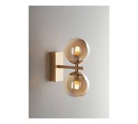Netlighting Honey Twin Globe Wall Light Brass Satin With Champagne Diffusers G9 in Yellow Netlighting Yellow