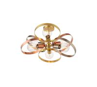 Netlighting Hoop Multi Arm Semi Flush Ceiling Light Satin Brass Brushed Copper Plate in Gold Netlighting Gold