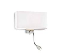 Hotel Wall Light with LED Reading Light - White