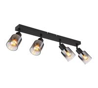 Netlighting Hubertus Ceiling Spotlight Bar Matt Black Smoke Glass Shade 4x E14 Netlighting Black