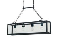 Netlighting Igor 4 Light Ceiling Lantern Pendant Bar Black Clear Glass Plates E27 Netlighting Black