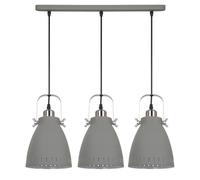 Netlighting Industrial & Retro Hanging Pendant Grey 3 Light Grey Shade E27 Netlighting Grey